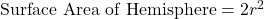 \text{Surface Area of Hemisphere} = 2π r^2