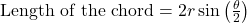 \text{Length of the chord} = 2r \sin\left(\frac{\theta}{2}\right)
