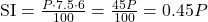 \text{SI} = \frac{P \cdot 7.5 \cdot 6}{100} = \frac{45P}{100} = 0.45P