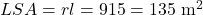 LSA = π r l = π × 9 × 15 = 135π \text{ m}^2