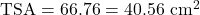 \text{TSA} = 6 × 6.76 = 40.56\ \text{cm}^2