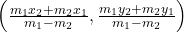 \left(\frac{m_1x_2+m_2x_1}{m_1-m_2},\frac{m_1y_2+m_2y_1}{m_1-m_2}\right)