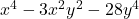x^4 -3x^2y^2 -28y^4