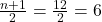 \frac{n+1}{2} = \frac{12}{2} = 6