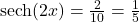 \text{sech}(2x)=\frac{2}{10}=\frac{1}{5}
