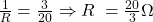 \frac1R=\frac3{20}\Rightarrow R\;=\frac{20}3\Omega