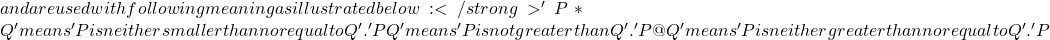and # are used with following meaning as illustrated below:</strong> 'P * Q' means 'P is neither smaller than nor equal to Q'. 'P # Q' means 'P is not greater than Q'. 'P @Q' means 'P is neither greater than nor equal to Q'. 'P