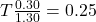 T × \frac{0.30}{1.30} = 0.25