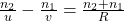 \frac{n_2}u-\frac{n_1}v=\frac{n_2+n_1}R