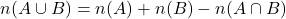 n(A \cup B) = n(A) + n(B) - n(A \cap B)