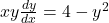 xy\frac{dy}{dx}=4-y^2