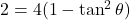 2 = 4(1 - \tan^2 \theta)