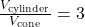 \frac{V_{\text{cylinder}}}{V_{\text{cone}}} = 3