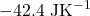 -42.4 \text{ JK}^{-1}