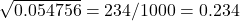 \sqrt{0.054756}=234/1000=0.234