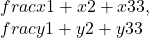 \\frac{x1+x2+x3}3,\\frac{y1+y2+y3}3