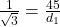 \frac{1}{\sqrt{3}} = \frac{45}{d_1}