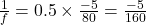 \frac{1}{f} = 0.5 \times \frac{-5}{80} = \frac{-5}{160}