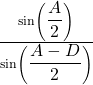 Rendered by QuickLaTeX.com \frac{\sin\left({\displaystyle\frac A2}\right)}{\sin\left({\displaystyle\frac{A-D}2}\right)}