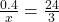 \frac{0.4}x=\frac{24}3