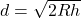 d=\sqrt{2Rh}
