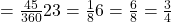 = \frac{45}{360} × 2π × 3 = \frac{1}{8} × 6π = \frac{6π}{8} = \frac{3π}{4}